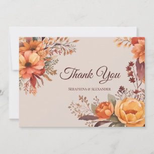 Fall Watercolor Rustic Floral Wedding Vielen Dank Dankeskarte