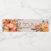 Fall Watercolor Rustic Floral Wedding Wasserflaschenetikett (Einzelnes Label)