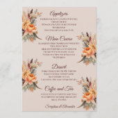 Fall Watercolor Rustikales Blumenmenü Menükarte (Rückseite)