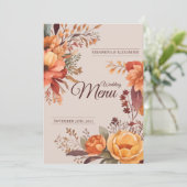 Fall Watercolor Rustikales Blumenmenü Menükarte (Stehend Vorderseite)