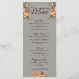 Fall Watercolor Rustikales Blumenmenü Menükarte