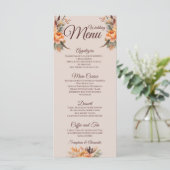 Fall Watercolor Rustikales Blumenmenü Menükarte (Stehend Vorderseite)