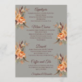 Fall Watercolor Rustikales Blumenmenü Menükarte (Rückseite)