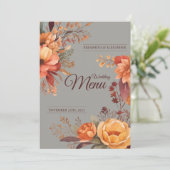 Fall Watercolor Rustikales Blumenmenü Menükarte (Stehend Vorderseite)