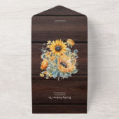 Fall Watercolor Sonnenblumenhochzeit All In One Einladung (Außenbereich)