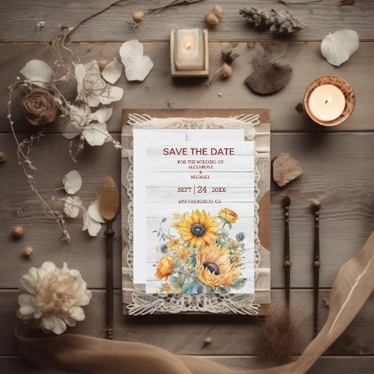 Fall Watercolor Sonnenblumenhochzeit Save The Date