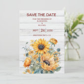Fall Watercolor Sonnenblumenhochzeit Save The Date (Stehend Vorderseite)
