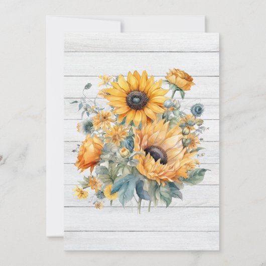 Fall Watercolor Sonnenblumenhochzeit Save The Date (Rückseite)