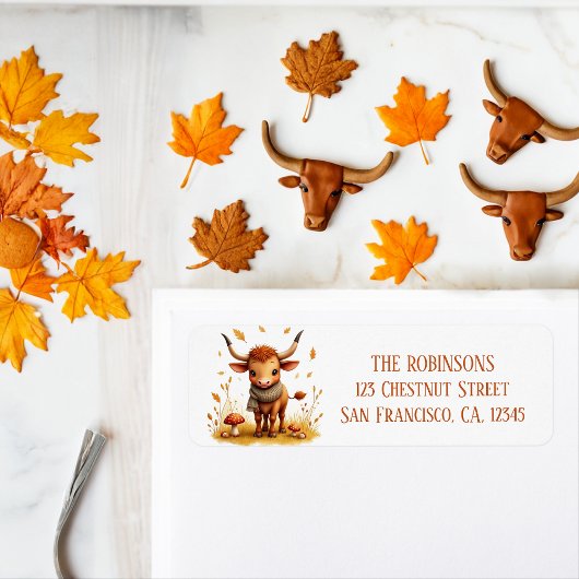 Fall Watercolor Texas Longhorn