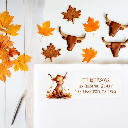 Fall Watercolor Texas Longhorn Calf