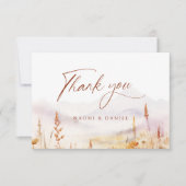 Fall Watercolor Wildflower Mountain Rustic Wedding Dankeskarte (Vorderseite)