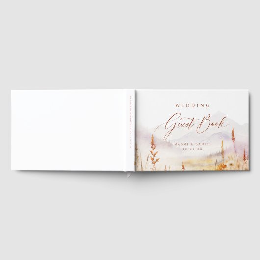 Fall Watercolor Wildflower Mountain Rustic Wedding Gästebuch (Voll)