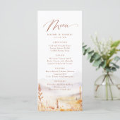 Fall Watercolor Wildflower Mountain Rustic Wedding Menükarte (Stehend Vorderseite)