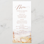 Fall Watercolor Wildflower Mountain Rustic Wedding Menükarte (Vorderseite)
