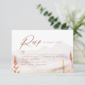 Fall Watercolor Wildflower Mountain Rustic Wedding RSVP Karte (Stehend Vorderseite)