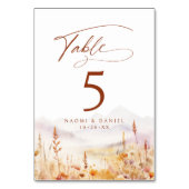 Fall Watercolor Wildflower Mountain Rustic Wedding Tischnummer (Vorderseite)