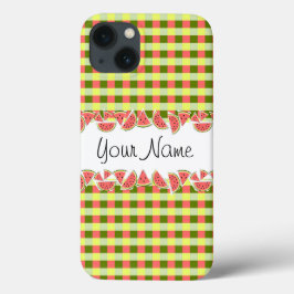Fall Watermelon Karo Klassischer Name iPad iPhone 13 Hülle