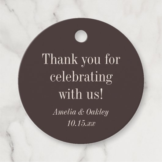 Fall Wedding Earthy Brown Round Couple Names Geschenkanhänger (Vorderseite)