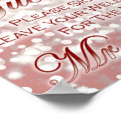 Fall Wedding Guestbook Sign - Champagne and Red Poster (Ecke)