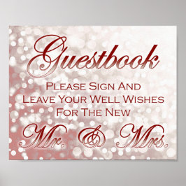Fall Wedding Guestbook Sign - Champagne and Red Poster