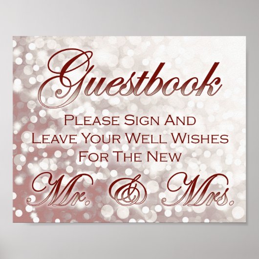 Fall Wedding Guestbook Sign - Champagne and Red Poster (Vorne)