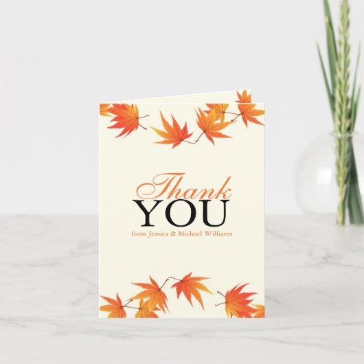 Fall Wedding Thank You Dankeskarte (Vorderseite)