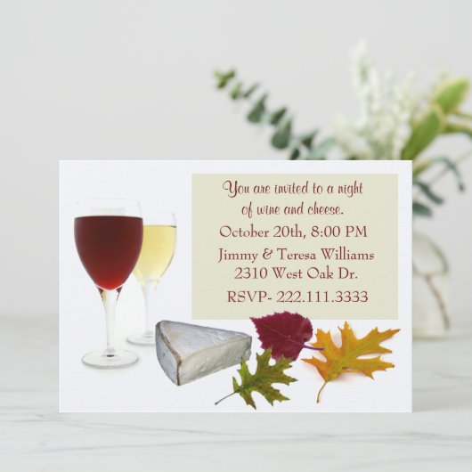 Fall-Wein-und Käse-Party Einladung (Stehend Vorderseite)