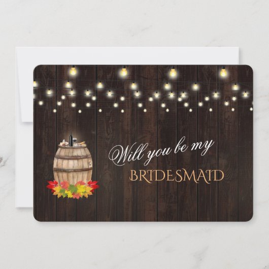 Fall Weinfass wirst du meine Bridesmaid sein Einladung (Vorderseite)