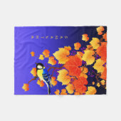 Fall Weintrauben Great Tit Bird Orange Blätter Bla Fleecedecke (Vorderseite (Horizontal))