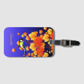 Fall Weintrauben Great Tit Bird Orange Blätter Bla Gepäckanhänger (Vorderseite (Horizontal))