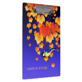 Fall Weintrauben Great Tit Bird Orange Blätter Bla Klemmbrett (Rechts)