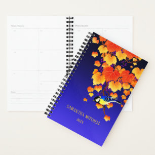 Fall Weintrauben Great Tit Bird Orange Blätter Bla Planer