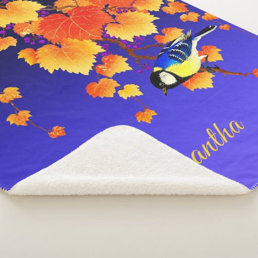 Fall Weintrauben Great Tit Bird Orange Blätter Bla Sherpadecke (3/4)