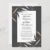 Fall Weizen Gold Foil Effekt Chalkboard Hochzeit Einladung (Vorderseite)