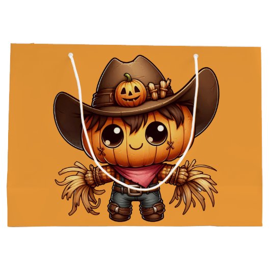 Fall Western Scarecrow Große Geschenktüte (Rückseite)