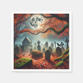 Fall Whimsigoth Misty Moonlight Friedhof Découpage Serviette (Vorderseite)