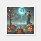 Fall Whimsigoth Moonlight Pumpkin Patch Découpage Serviette (Vorderseite)