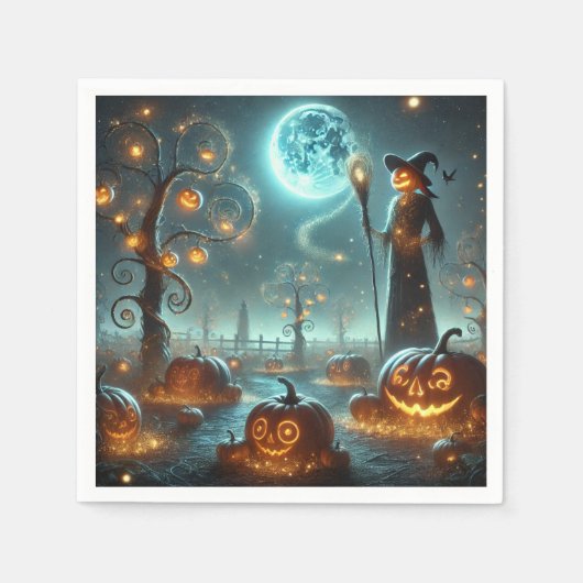Fall Whimsigoth Moonlight Pumpkin Patch Découpage Serviette (Vorderseite)