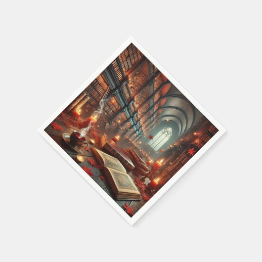 Fall Whimsigoth verzauberte Bibliothek Découpage Serviette (Ecke)