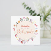 Fall Whimsische Wildblume Floral Bridesmaid Einladung (Stehend Vorderseite)