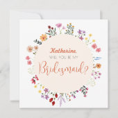 Fall Whimsische Wildblume Floral Bridesmaid Einladung (Vorderseite)