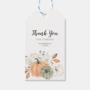 Fall White Floral Pumpkin Vielen Dank Tag Geschenkanhänger