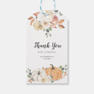 Fall White Floral Pumpkin Vielen Dank Tag Geschenkanhänger