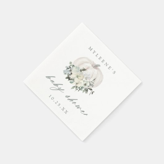 Fall White & Gray Pumpkin Baby Dusche Serviette (Ecke)