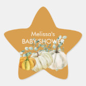 Fall white orange pumpkin greenery cupcake topper Stern-Aufkleber (Vorderseite)