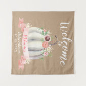 Fall White Pumpkin Baby Dusche Willkommen Wandteppich (Vorderseite (Horizontal))