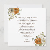 Fall White Pumpkin-Brautparty Dankeskarte (Rückseite)