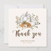 Fall White Pumpkin-Brautparty Dankeskarte (Vorderseite)