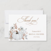 Fall White Pumpkin-Brautparty Dankeskarte (Vorderseite)