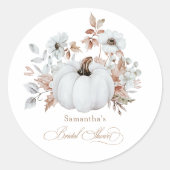 Fall White Pumpkin-Brautparty Runder Aufkleber (Vorderseite)